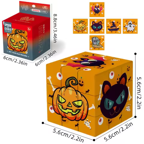 Halloween 3x3 Cube，Puzzle Cube，3X3 Magic Speed Cube Fidget Toys Magico Puzzle，Puzzle Games, Hallowee