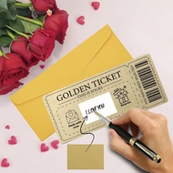 FAYSHOWSG Golden Ticket Scratch- Card,  Scratch  Ticket Concert Ticket,  with Envelope Party Favor R