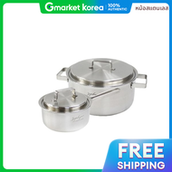 ชดหมอสเตนเลส Hanil Stainless Jepilos แบบ 5 ชน ใชไดกบเตาแมเหลกไฟฟา (IH) 2 แบบ Y (หมอตมนำ 16 ซม. +