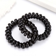 XO Large black spring hair tie, twisted spring plain black hair tie, elastic hair tie, hair accessor