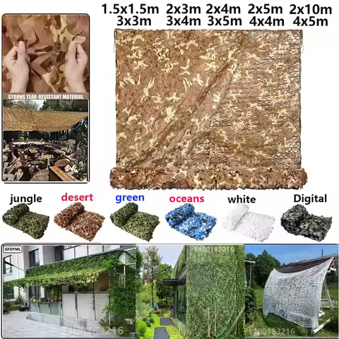 Reinforced camouflage mesh 3x4m 2x10m 2x5m 4x5m Beach gazebo garden awning camouflage canvas mesh 7 