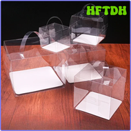 HFTDH Transparent Handle Cake Box Mini Square Mousse Pastry Puff Plastic Packaging Boxs 5-inch 6inch Dessert Baking Small Portable Box HSRJR