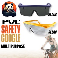 🐼 [MULTIPURPOSE] SAFETY GOOGLE【CLEAR / BLACK】Eye Protection Eyewear Yellow Frame Safety Goggle Cermi