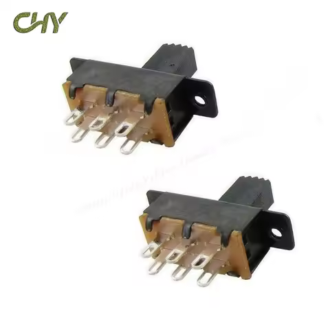 10Pcs Slide Switch 2 Position 6 Pins With Fixed Hole Handle High 7mm DPDT 2P2T SS22F25G7 SS22F25-G7 