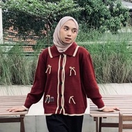 Rahelia Shirt Women's Ribbon Button Knit Cardigan Top I Cardigan POLO Knitted Cardigan