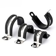 Ether 304 Stainless Steel Steel Pipe Clip Clip U-Shaped with Rubber Strip Horse Riding Clamp Pipe Cl