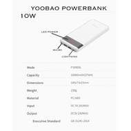 100% Original Yoobao Powerbank 10000mAh / 20000mAh / 30000mAh 2 Outputs Micro/iPhone/TypeC Input
