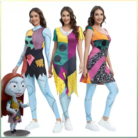 Family set Women Girl Cosplay Movie Disguise Sally Costume Halloween Catsuit Jumpsuit Carnival Party