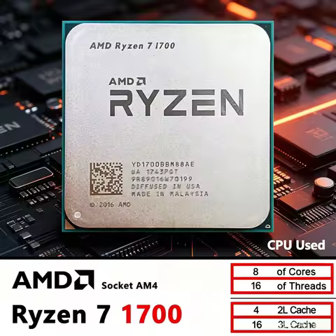 AMD Socket AM4 Ryzen 7 1700 R7 1700 3.0 GHz Eight-Core Sixteen-Thread CPU Processor 65W YD1700BBM88A