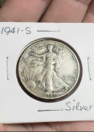 (第二次世界大戰時期發行美國銀幣) 1941-S  美國半圓銀幣  含90%高銀  字口清晰