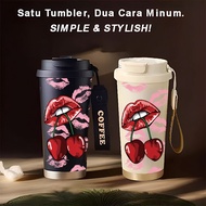 Cherry Coquette Tumbler 500ml Stainless Steel 316 Portable Drinking Bottle Simple Stylish & Aestheti