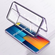 Pocom6pro Ốp 4G Ốp Kính bảo vệ hai mặt nắp gập cảm biến từ 360 ° cho Xiaomi POCO M6 PRO Little M6PRO