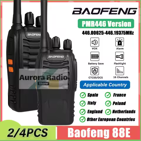 2/4PCS BF-88E PMR446 Baofeng Mini Walkie Talkie 16 Channel 446MHZ For European Country Flashlight Lo