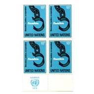1978 United Nations UN Namibia "LIBERATION JUSTICE COOPERATION" Postage Stamps MNH Block of 4