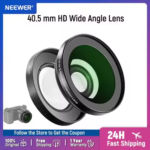 NEEWER 40.5mm HD Wide Angle Lens For Sony ZV-1F ZV-E10 A5000 A6000,2 in 1 18mm Wide Angle & 10x Macr