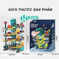 Bãi đỗ xe gara ô tô đồ chơi 5 tầng kích thước lớn đồ chơi garage đường đua khủng long có nhạc kèm sẵ