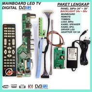 Universal LED TV Board Digital DVBT2 | Paket lengkap Panel LED 24"- 39" 30pin
