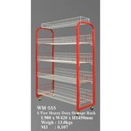 *WM-555*~Ready Stock~5 TiersHeavy duty Display Rack w/roller / Storage Rak with roda/Rak Pinggan/ Ra