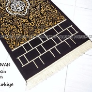 Soft Fur Kiswah Prayer Rug / Black Fur Turkish Prayer Rug / Kiswah Motif Prayer Rug