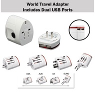 World Universal Oval Travel Adapter STU-02 with Dual USB Ports Countries Country
