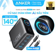 Bộ sạc nhanh Anker Zolo 140W (4 cổng GaN) sạc được cho laptop - 3 USB-C PD & 1 USB-A sạc 4 thiết bị
