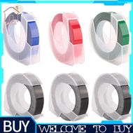 6 Roll Embossing Label Maker Tape 3D Plastic 9mm x  Embossing Label Tape White on Black/ Blue/ Red/ 