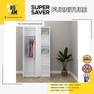 ESCOT 3 Door Wardrobe Hanging Rod Almari Baju 3 Pintu Dewasa Rak Baju 2 door 2 drawer Almari Pakaian