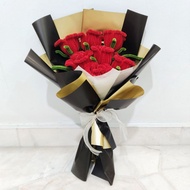 [Free Wish Card] Finished Product Rose Tulips Chenille Flower Bouquet Graduation Farewell Wedding Ev