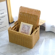 Rattan Storage Basket Household Desktop Sundries Storage Basket Basket Clothes Imitation Rattan Hand
