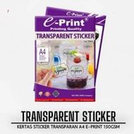 E-Print Photo Paper Transparent Sticker A4 150gsm 10 Sheets Eprint Transparent Sticker A4 150gsm