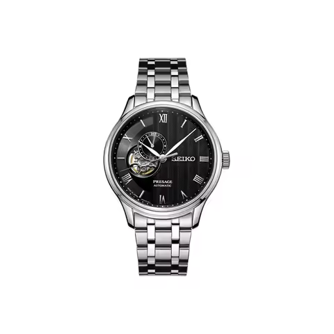 SEIKO Presage Mechanical Movement Stainless Steel Strap Watch Men's Watches Black Dial SSA377J1