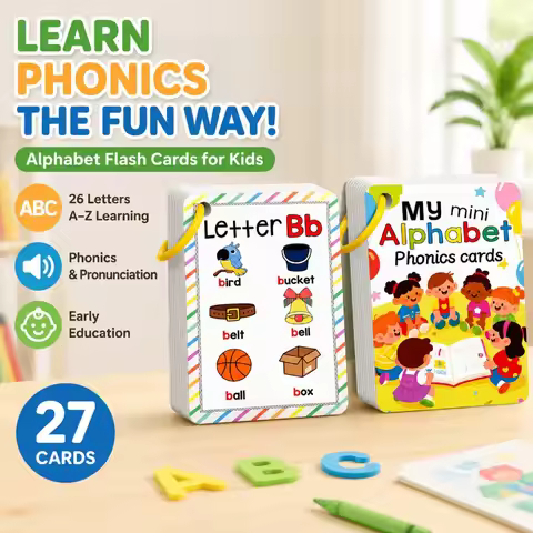 Alphabet Phonics English Learning Flashcards 27 Sheets Letter Pronunciation Training Cards Practical