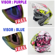 100% ORIGINAL KYT Helmet NFJ ESPARGARO 2020 REPLICA Open Face Double Visor Smoke Blue Rainbow Accessories Motor Original