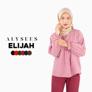 ALYSEES ELIJAH HALF BUTTON WOMEN BLOUSE IN KOREAN DOLLY STYLE WITH GINGHAM CHECKERED PATTERN