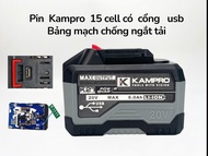 Pin KAMPRO Ultra 15Cell 6.0Ah Mạch 4 Mosfet Bảng Mạch To Chống Ngắt Tải Có Cổng Cắm USB Có Đèn Led B