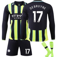 2025 2425 Manchester City Away Long-sleeved Football Jersey No. 9 Haaland 17 De Bruyne 10 Grealish C