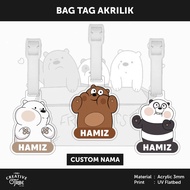 GANTUNGAN We Bare Bears - Bag Tag Custom Name Acrylic 3mm [Sale] Tas Koper Luggage Kids