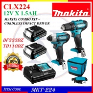 MKT-224 MAKITA CLX224 12V CORDLESS COMBO KIT (12V IMPACT DRIVER TD110D + 12V DRIVER DRILL DF333D)