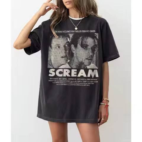 Scream 1996 Movie Billy Loomis Stu Macher Graphic T-Shirt Horror Movie Casual Short Sleeve Unisex St