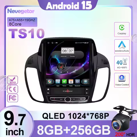 9.7 inch Car Android Auto For Ford KUGA C-max Escape 2013 - 2015 Multimedia Player Stereo GPS Naviga