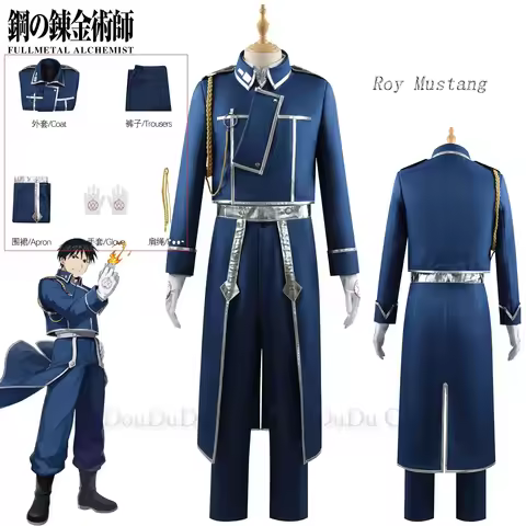 Anime Fullmetal Alchemist Roy Mustang Cosplay Costume Uniform Suit Game Exhibition Stage Party Outfi