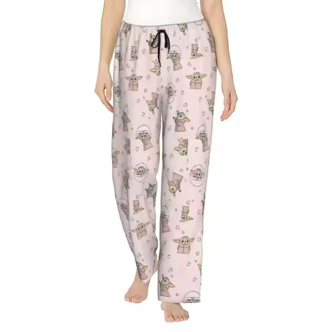 Girl's Pajama Pants Baby Yoda Pink Lounge Pants Comfy Star Wars Sleepwear Dorm