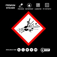 GHS Exploding Bomb Sticker Safety Label | Explosive Chemical Hazard Warning Sign | Workplace Complia