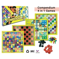 Compendium 4 in 1 Games - Board Games Aeroplane Games Draught Games Snake Games Sport Games