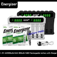 Energizer 1.2V  AA/AAA NiMH Rechargeable battery with GOX 1.2V NiMH Battery 8-Slot LCD Smart Charger