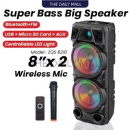 ZQS-8210 BTS wireless Bluetooth portable speaker/Super Bass/wireless microphone/LED light