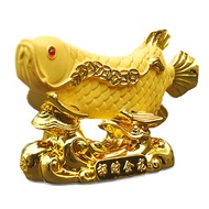 Fish Statue Wealth Shui Feng Chinese Figurine Ornament Arowana Decor Fortune Car Sculpture Golden An