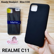 Case REALME C11 Black Matte Lentur Softcase OPPO Silikon HP Hitam Polos Karet Baby Skin Slim - MECHI