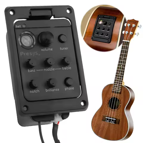 201 Guitar Pickups Onboard Preamp System 4 Band Acoustic Guitar Pickup Preamp EQ Tuner Mic Blend Pre