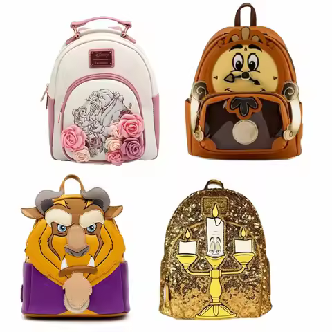 PU Leather Stitch Scrump Plush Cosplay Mini Backpack Beauty & Beast Cogsworth Cosplay Backpack Mini 